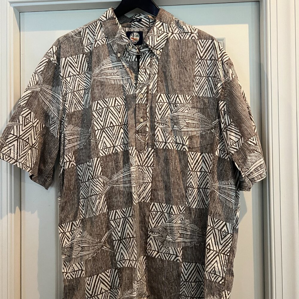 Reyn Spooner Mens XXL Brown and White Button Up Shirt